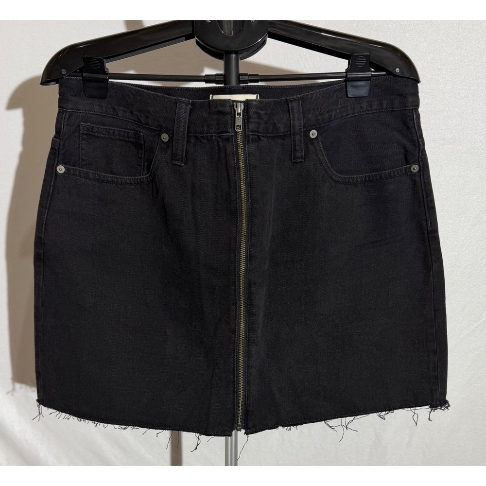 NWT Madewell Womens Size 32 Skirt - Rigid A Line Denim - Faded Black / Front Zip